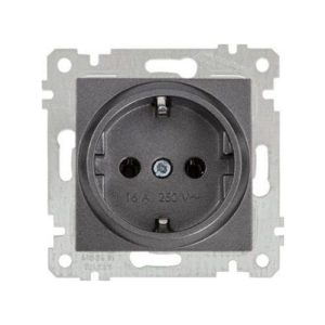 Mutlusan Mek+Tuş Topraklı Priz Rita Metalik Antrasit 2200 600 0286 (Çerçeve Hariç)