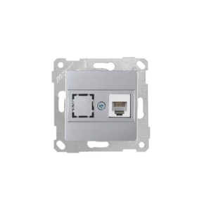 Mutlusan Mek+Tuş Telefon Prizi 1Xrj12 Cat3 Rita Metalik İnox- 2200 125 0182 (Çerçeve Hariç)
