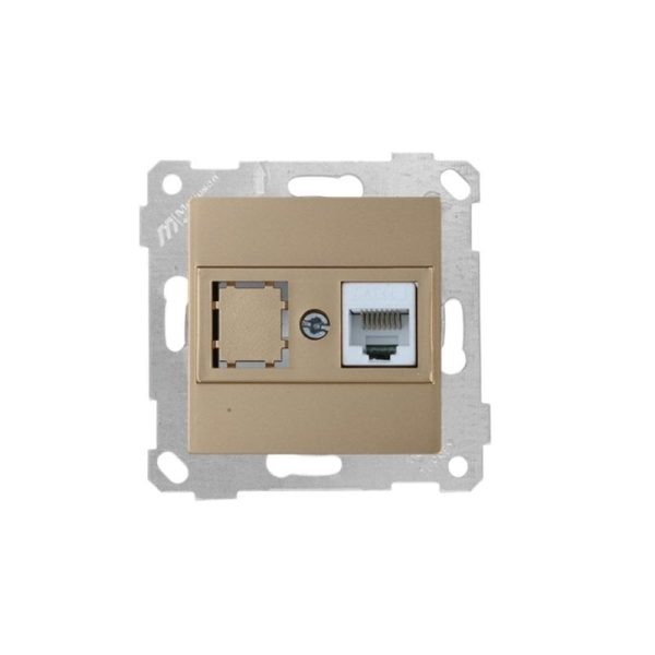Mutlusan Mek+Tuş Data Prizi 1*Rj45 Cat5e Metalik Altın- 2200 136 0180