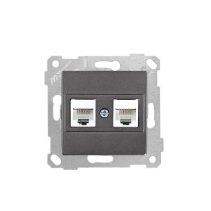 Mutlusan Mek+Tuş Data Prizi 2*Rj45 Cat5e Antrasit-  2200 138 0186 (Çerçeve Hariç)