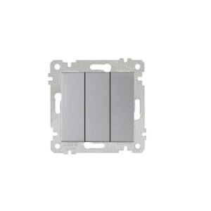 Mutlusan Mek+Tuş Üçlü Anahtar Rita Metalik İnox- 2200 409 0282 (Çerçeve Hariç)