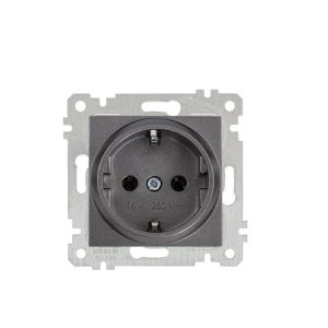 Mutlusan Mek+Tuş Topraklı Priz Rita Metalik Füme- 2200 600 0295