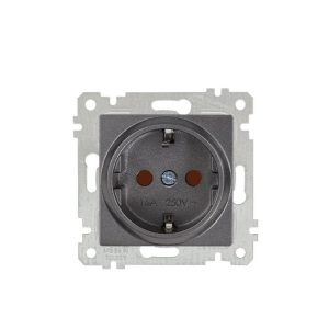 Mutlusan Mek+Tuş Topraklı Priz Çocuk Korumalı Rita Metalik Antrasit- 2200 605 0286