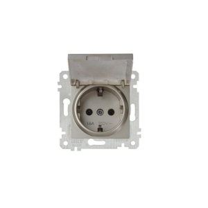Mutlusan Mek+Tuş Kapaklı Topraklı Priz Rita Metalik Titanyum 2200 610 0283 (Çerçeve Hariç)