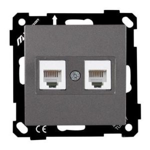 Mutlusan Mek+Tuş Telefon Prizi 2xrj12 Cat3 Metalik Füme 2200 126 0195 (Çerçeve Hariç)