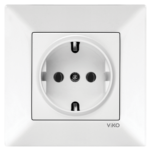 Toptan Viko Meridian Topraklı Priz (Çerçeve Hariç) - Beyaz