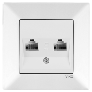 Viko Meridian İkili Data Prizi (RJ45 CAT5E) (Çerçeve Hariç) - Beyaz