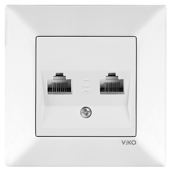 Viko Meridian İkili Data Prizi (2 x RJ45 CAT6) (Çerçeve Hariç) - Beyaz