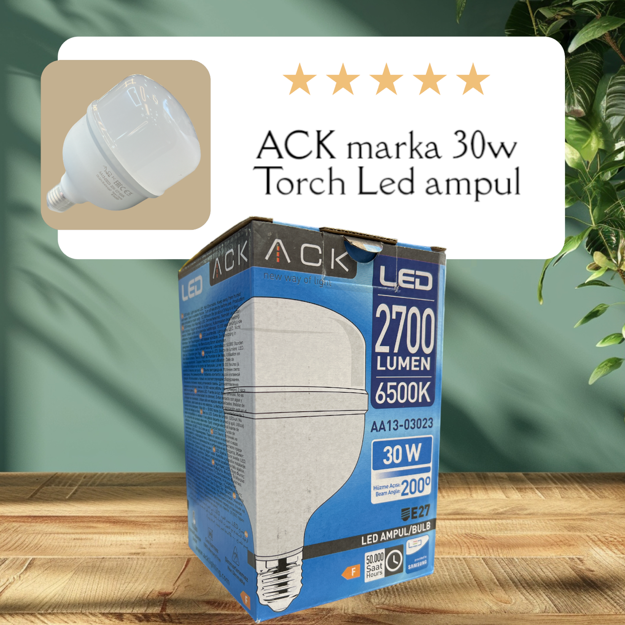 ACK 30W 220-240V E27 6500K T100 Led Ampul AA13-03023