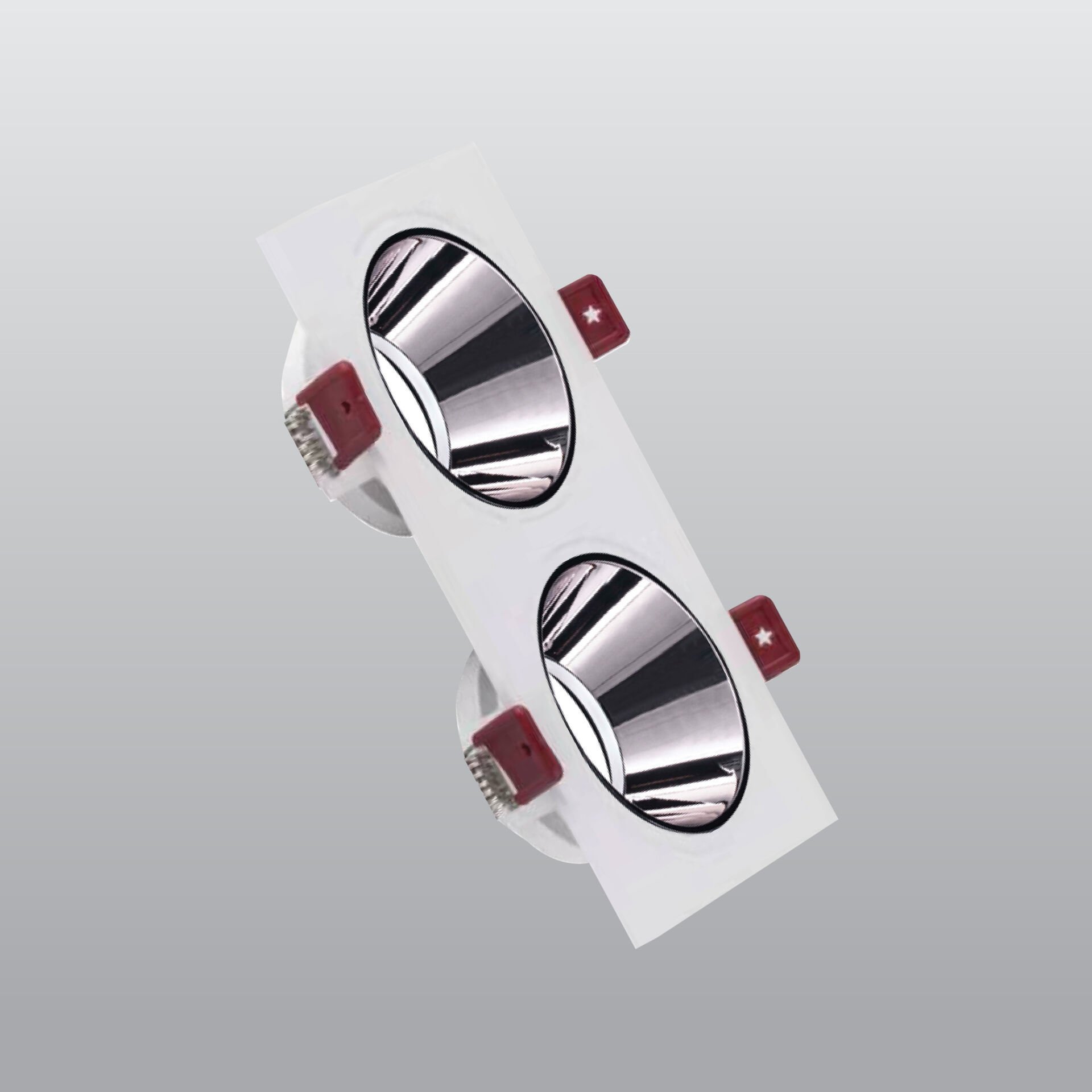 ACK Beyaz Çift Kare Çerçeve / Siyah Krom Reflektör Sıva Altı Spotlıght AH03-07330