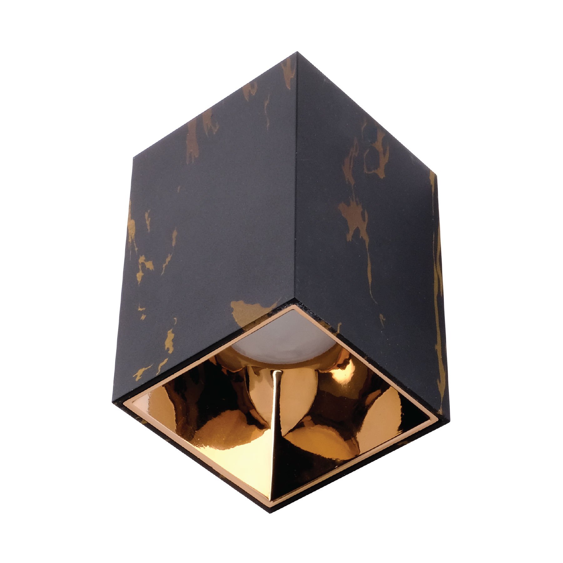 ACK Sıvaüstü Dekoratif Armatür 74X110Mm Parlak Altın Reflektör Siyah Mermer Kasa AH12-07564