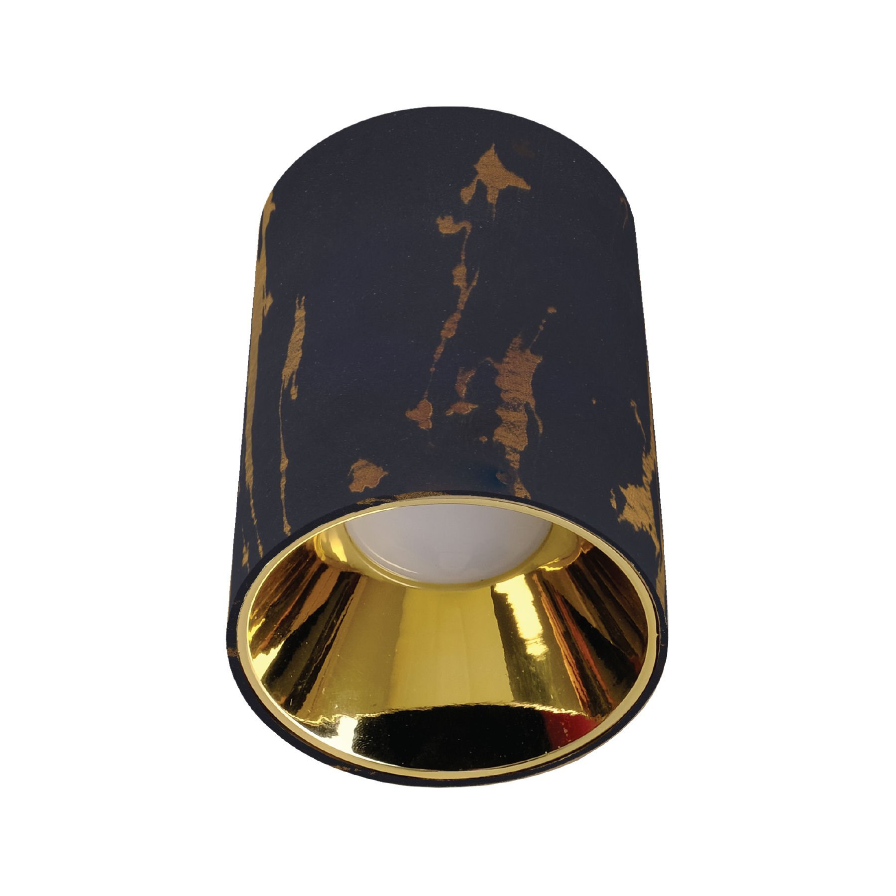 ACK Sıvaüstü Dekoratif Armatür Ø80Mmx110Mm Beyaz Reflektör Siyah Mermer Kasa AH12-08504