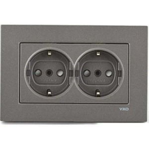 Viko Artline Novella İkili Topraklı Priz Çerçeveli Antrasit (Komple )