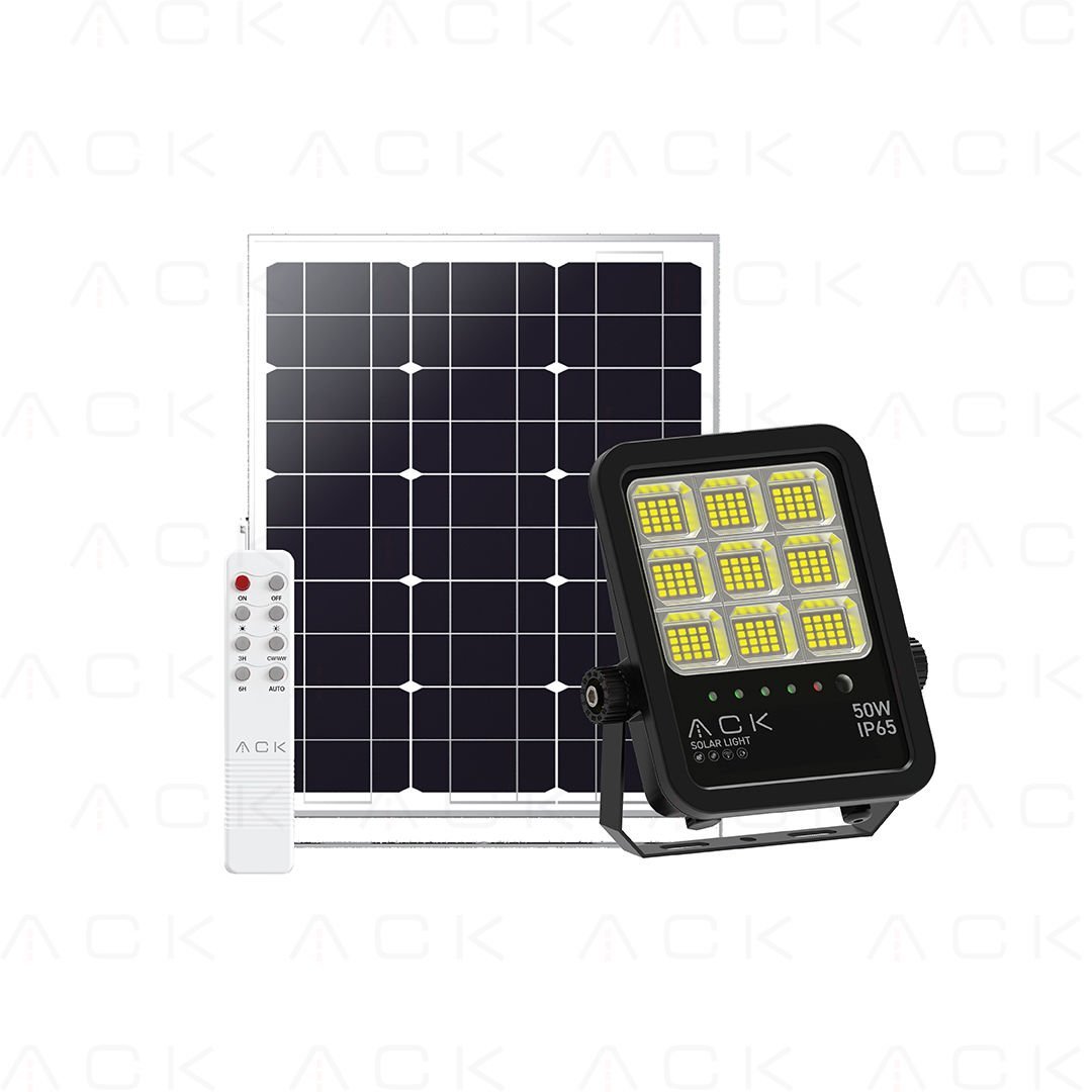 ACK 50W Solar Led Projektör 6500K-4000K-3000K Ayarlanabilir Ip65 AT66-05092