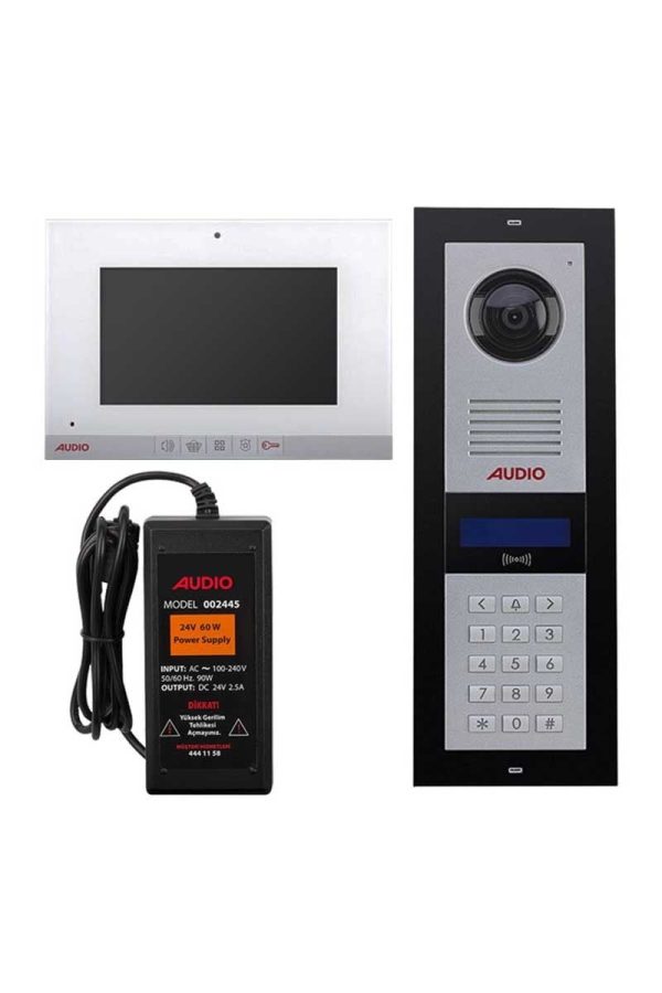 Audio 001188MBP 7 inç 49 Daire Mekanik Buton Panelli Görüntülü Diafon Paketi