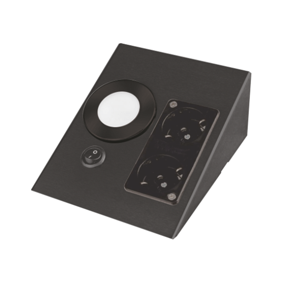 Cata Ledli Üçgen Spot Siyah Kasa Çift Prizli Beyaz Ct-5110B