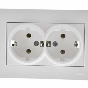 Mutlusan Mek+Tuş İkili Topraklı Priz Rita Natural - Beyaz 2220 202 0201 (Çerçeve Dahil)