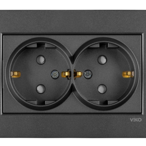 Viko Artline Novella İkili Topraklı Priz Çerçeveli Füme ( Komple )