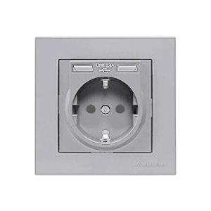 Mutlusan İkili Usb Topraklı Priz Rita Metalik İnox 2220 619 0282 (Çerçeve Dahil)