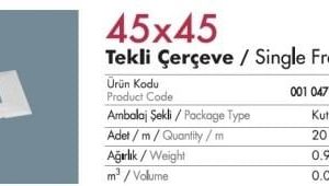 Mutlusan 100x37/50 İçin 45x45 P.M.Seti (Tekli) Yeni- 001 047 070001 00 00