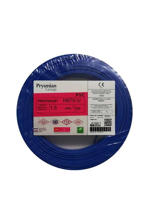 Prysmian 1,5mm Mavi Nya Tek Telli Kablo - H07V-U