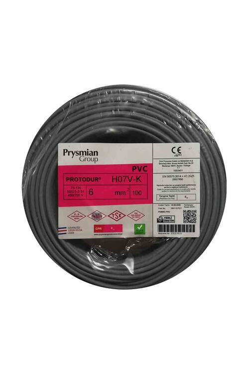 Prysmian 6mm Gri Nyaf Çok Telli Kablo - H07V-K