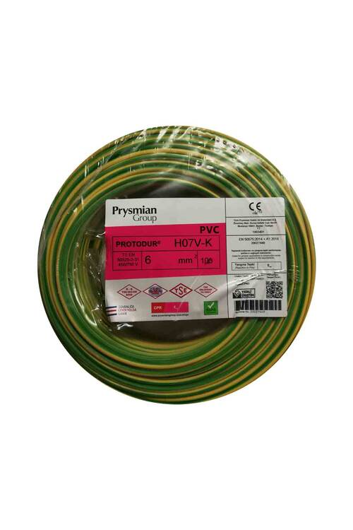 Prysmian 6mm Sarı Yeşil Nyaf Çok Telli Topraklama Kablo - H07V-K