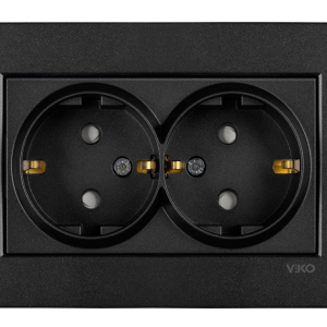 Viko Artline Novella İkili Topraklı Priz Çerçeveli Siyah ( Komple )